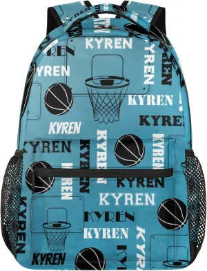 Personalized Basketball Backpack for Men Women, Custom Name Laptop Backpack, Customized Sports Bag Lightweight Daypack for Travel Camping, Dark Blue