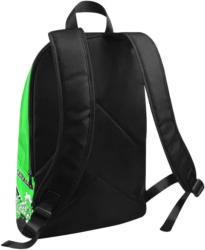 Personalized Black Green Cheer Cheerleader Backpack with Name Custom Travel Daypack Bag for Man Woman Gifts