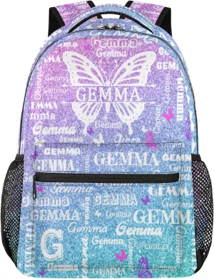 Personalized Butterfly Backpack with Name Large Customized Shoulder Bag Gifts for Women Men Waterproof Casual Daypack Laptop Bag 16in, Gradient Blue
