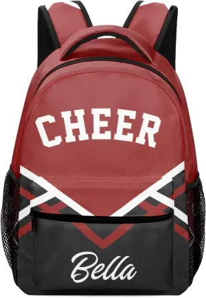 Personalized Cheerleaders Red Backpack with Name Waterproof Bag for Women Men Gift