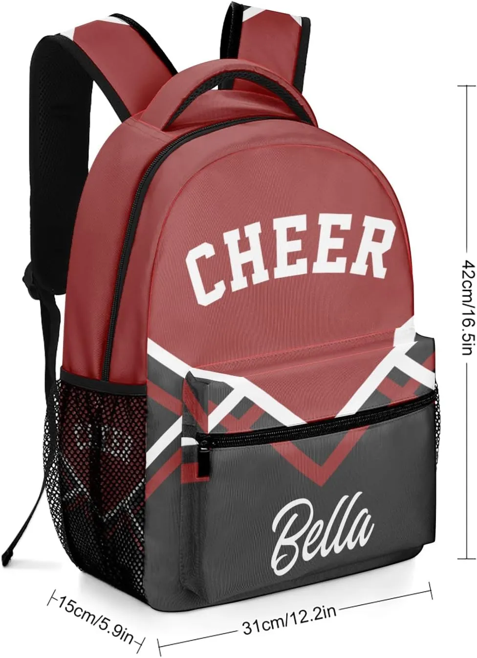Personalized Cheerleaders Red Backpack with Name Waterproof Bag for Women Men Gift