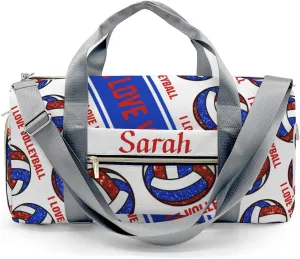 Personalized I Love Volleyball Custom Multi-functional Travel Bag, Unisex Portable Duffel Bag, Short Distance Travel Assistant