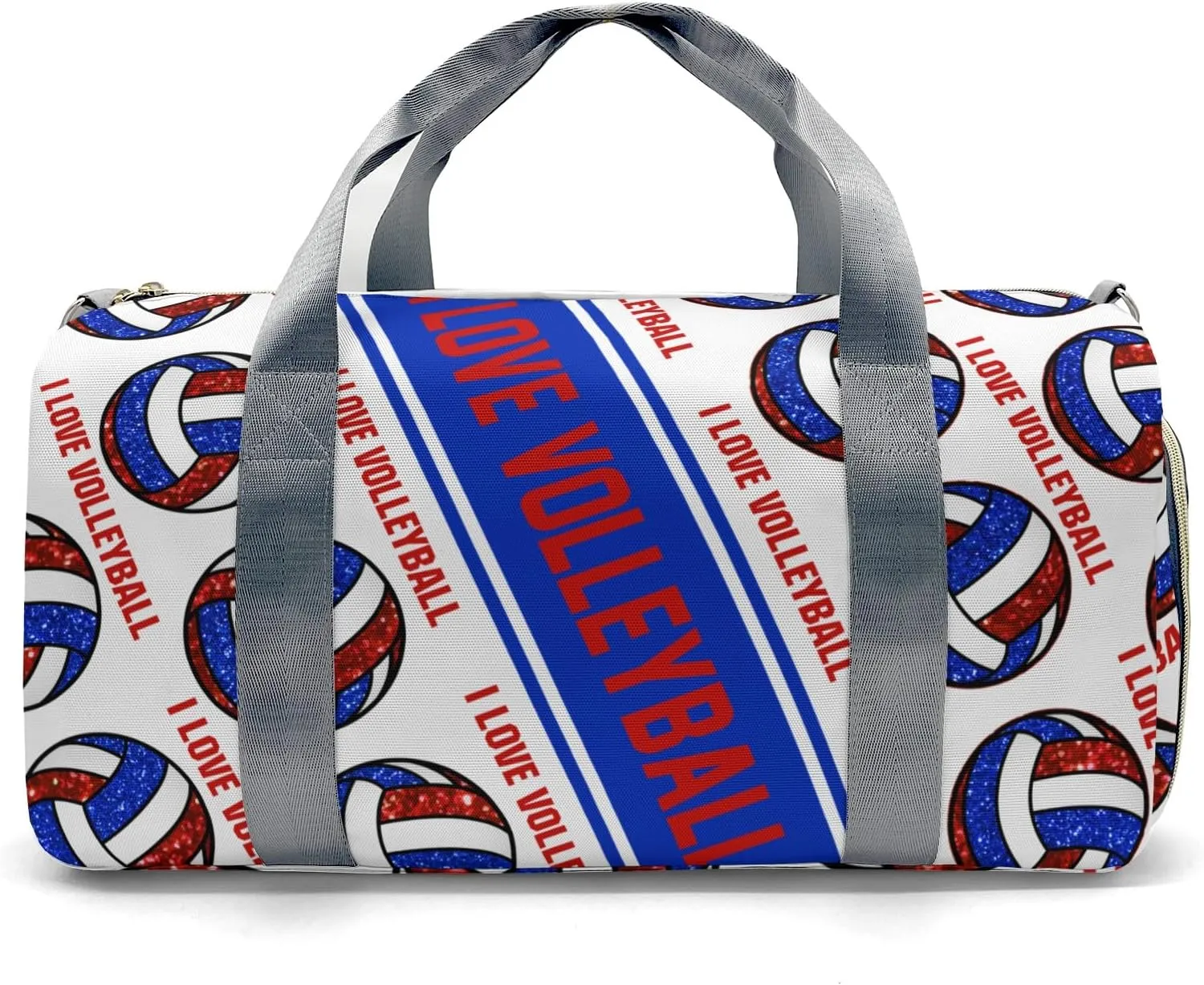 Personalized I Love Volleyball Custom Multi-functional Travel Bag, Unisex Portable Duffel Bag, Short Distance Travel Assistant