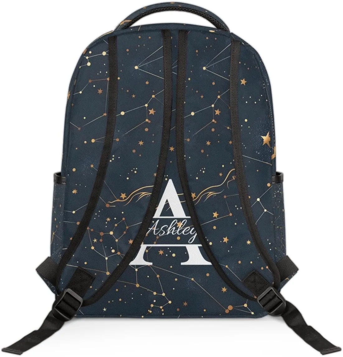 Personalized Laptop Backpack with Initial & Name Customized Shoulder Bag for Women Waterproof Travel Casual Daypack Gifts 16.1in, Cosmos Sky Galaxy Universe