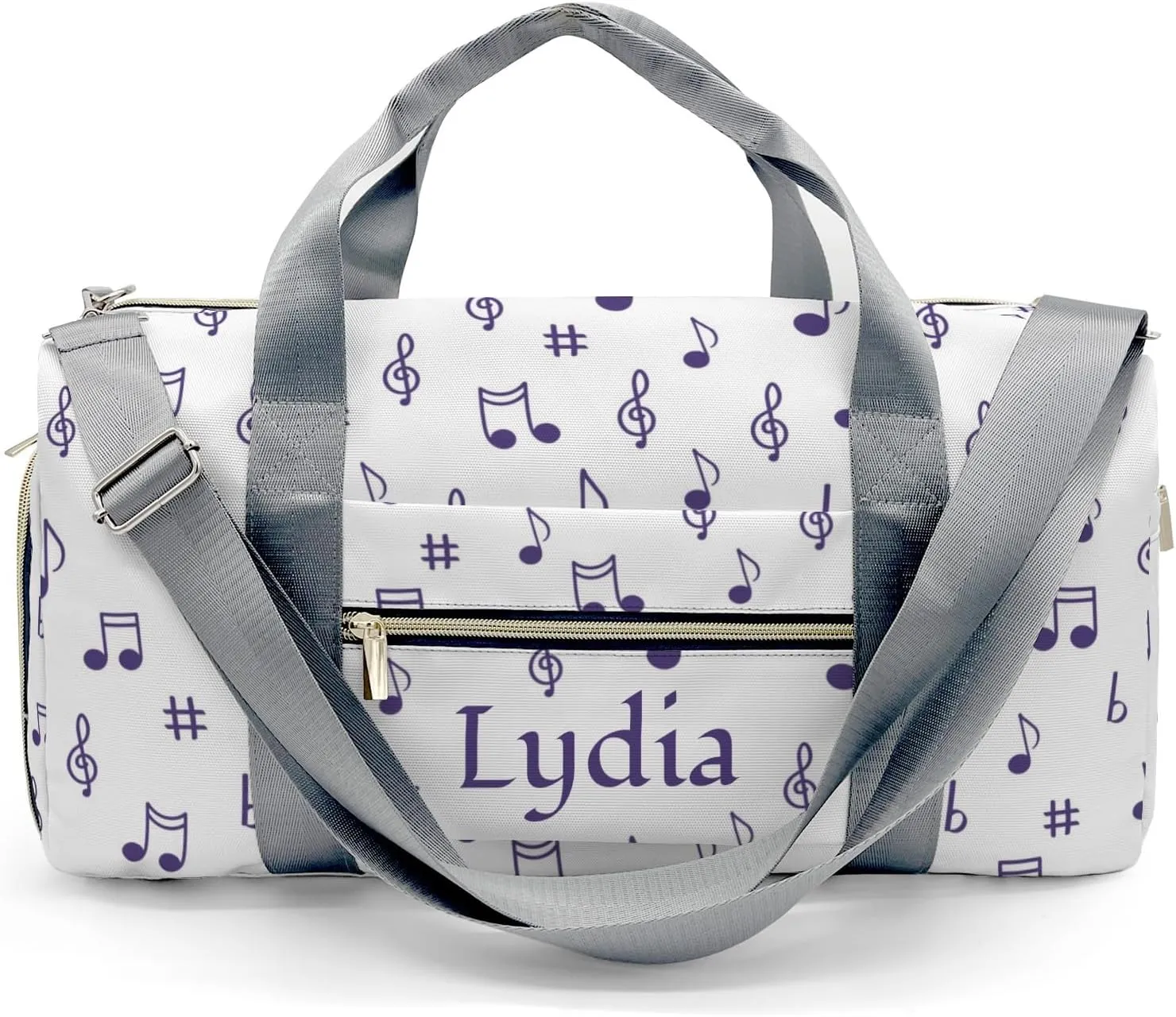 Personalized Musical Note Clef Violet Custom Multi-functional Travel Bag, Unisex Portable Duffel Bag, Short Distance Travel Assistant.