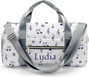 Personalized Musical Note Clef Violet Custom Multi-functional Travel Bag, Unisex Portable Duffel Bag, Short Distance Travel Assistant.