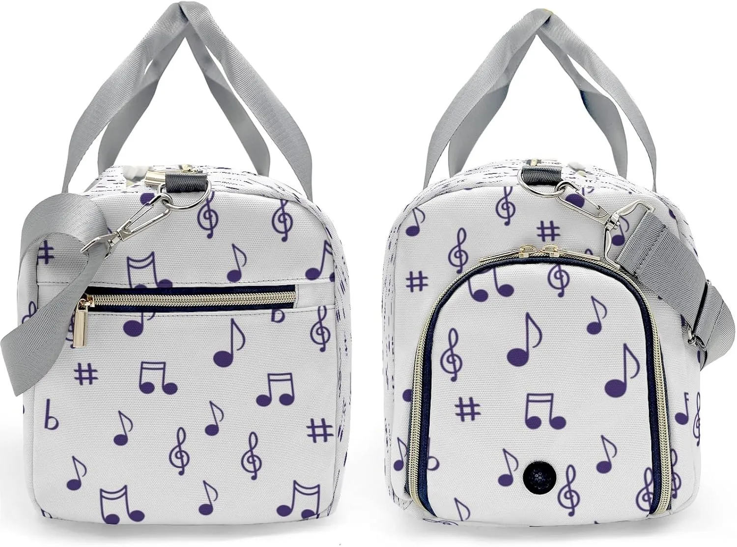 Personalized Musical Note Clef Violet Custom Multi-functional Travel Bag, Unisex Portable Duffel Bag, Short Distance Travel Assistant.