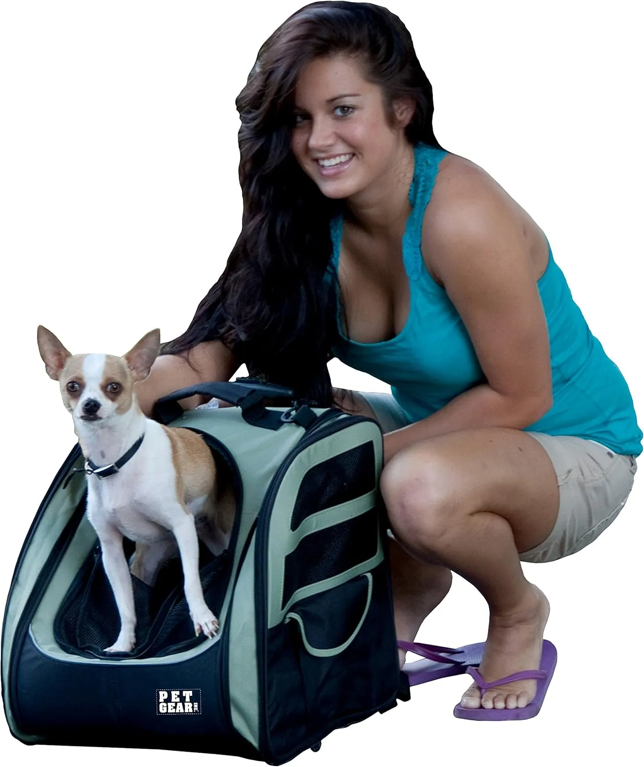 Pet Gear I-GO2 Traveler Roller Backpack, Travel Carrier, Car Seat for Cats/Dogs, Mesh Ventilation, Included Tether, Telescoping Handle, Storage Pouch, Willow