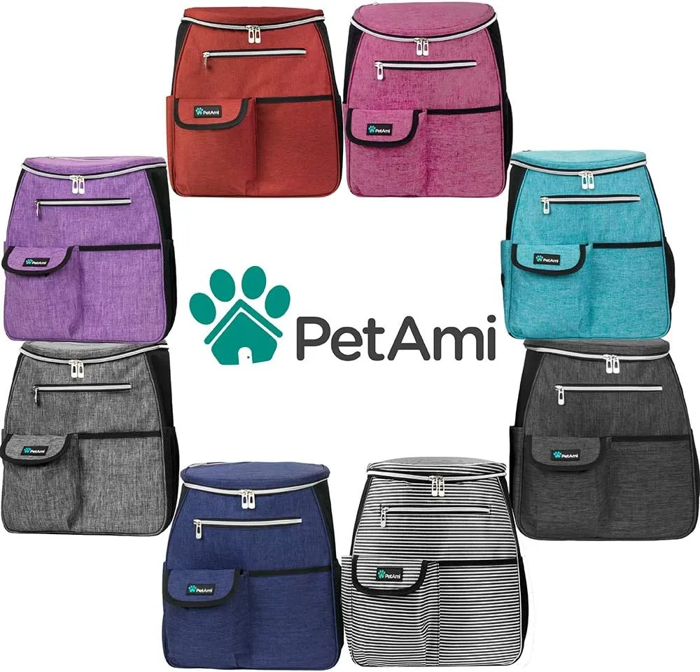PetAmi Dog Travel Bag Backpack, Airline Approved Dog Bags for Traveling, Puppy Diaper Bag Supplies, Pet Camping Essentials Hiking Accessories Dog Mom Gift, Food Container, Collapsible Bowls, Teal Blue