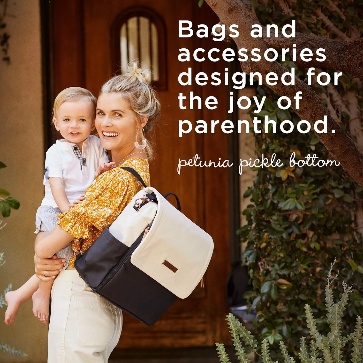 Petunia Pickle Bottom Boxy Backpack, Diaper Bag, Stylish Baby Bag, Spacious Backpack, On-The-Go Moms, Sand/Black
