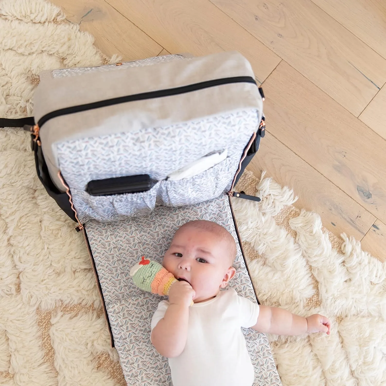 Petunia Pickle Bottom Boxy Backpack, Diaper Bag, Stylish Baby Bag, Spacious Backpack, On-The-Go Moms, Sand/Black