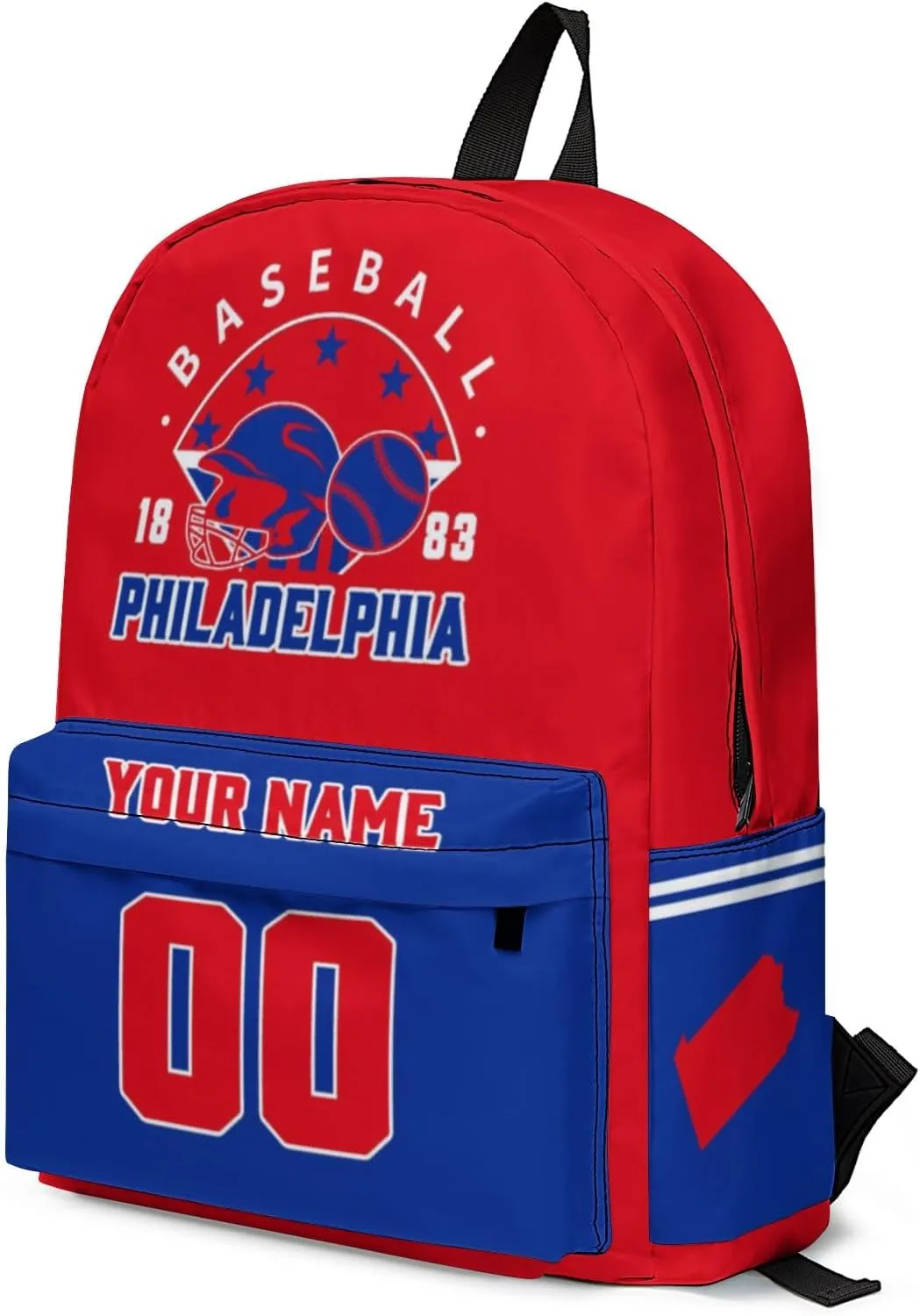 Philadelphia Backpack Custom Name Number Travel Laptop Work Shoulder Bag Personalized Daypack Fans Gift for Men Women Boy Girl