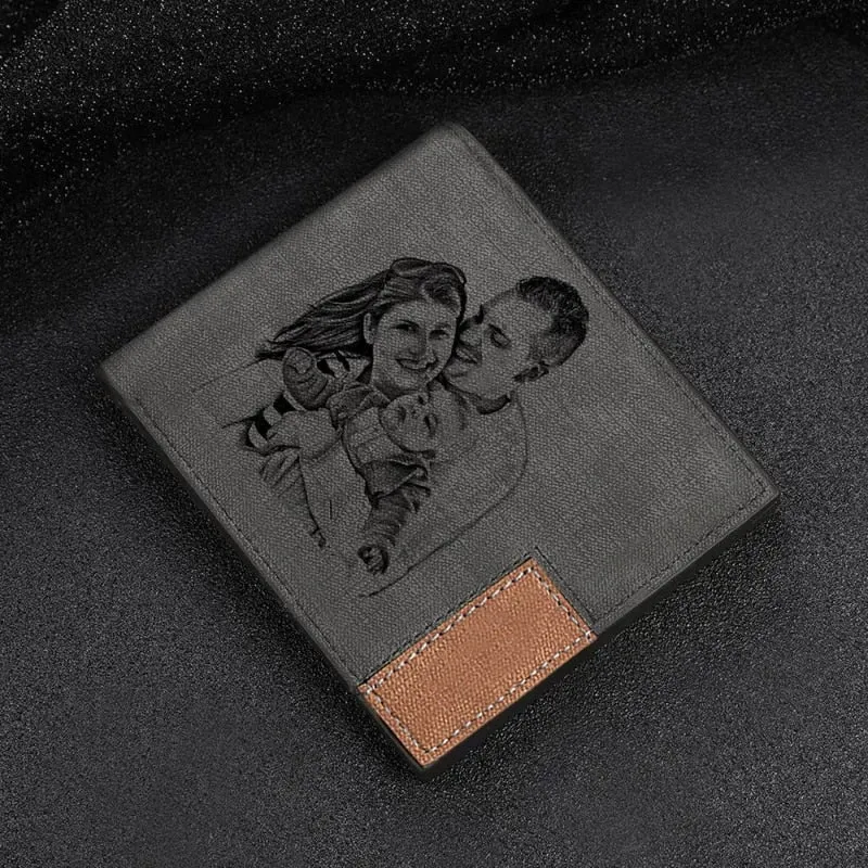 Photo Engraved Short Wallet