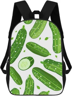 Pickle Cucumbers 17 Inch Backpack Travel Laptop Shoulder Bag Funny Daypack Gifts for Men Women