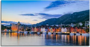 Pictures Bergen Norway Canvas Wall Art Poster Prints Wall Decor For Home Living room Bedroom Noframed 48"x24"