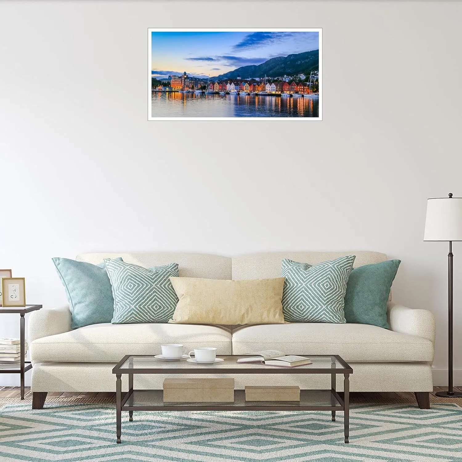Pictures Bergen Norway Canvas Wall Art Poster Prints Wall Decor For Home Living room Bedroom Noframed 48"x24"