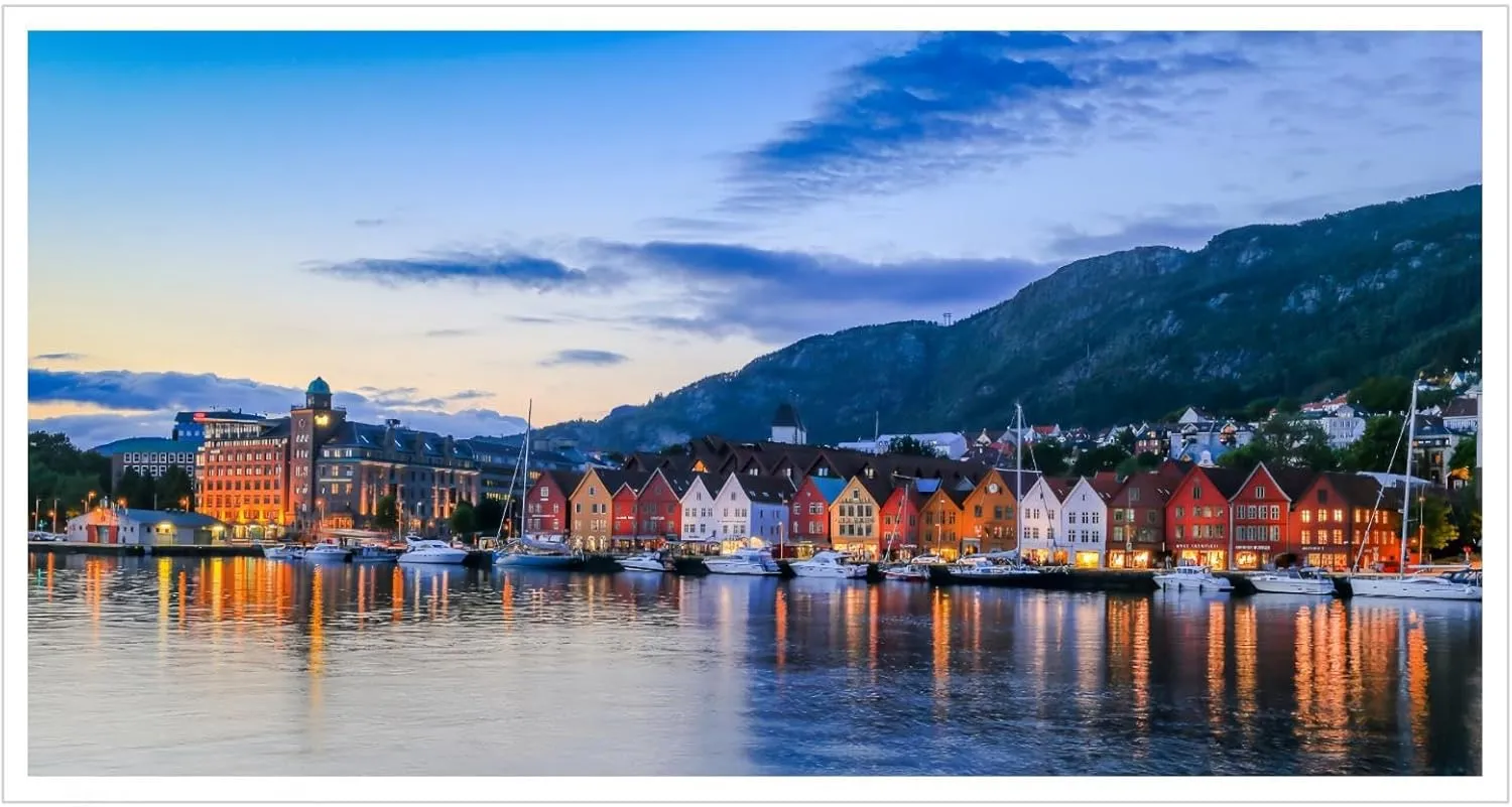 Pictures Bergen Norway Canvas Wall Art Poster Prints Wall Decor For Home Living room Bedroom Noframed 48"x24"