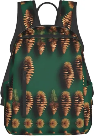 Pine Cone Border print Lightweight Laptop Backpack Travel Daypack Bookbag for Women Men for Travel Work