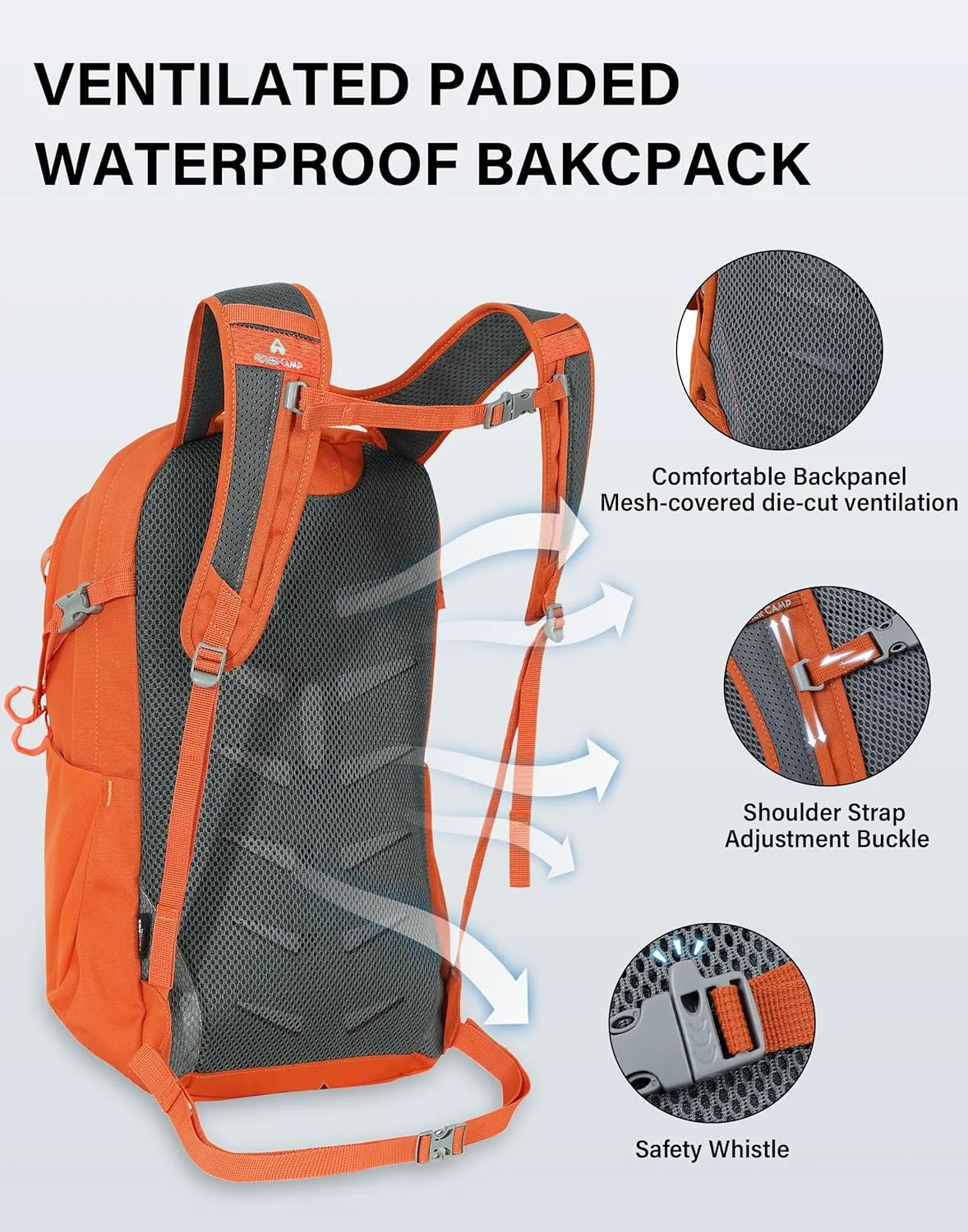 Pioneer Camp Hiking Backpack 22L Small Hiking Hydration Gear Lightweight Camping Backpack Travel Daypack for Women Men Outdoor Bag for Biking Climbing (Orange;22L)