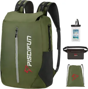 Piscifun Dry Bag Waterproof, Lightweight Dry Backpack with Waist Pouch and Phone Case for Kayaking, Boating 10L 20L 30L