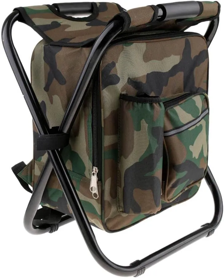 pistro Fishing Folding Stool Chair with Insulated Cooler Backpack