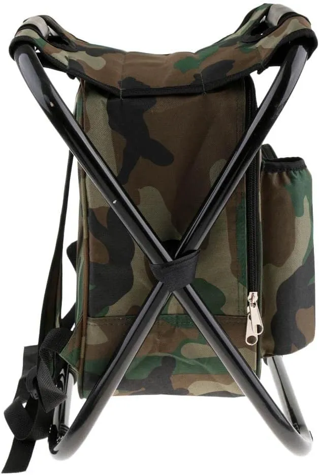 pistro Fishing Folding Stool Chair with Insulated Cooler Backpack