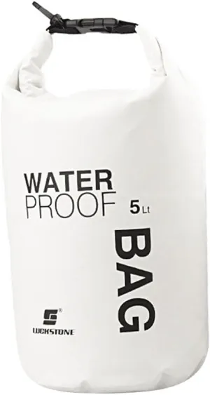 pistro Waterproof Dry Bag - Roll Top Closure Pouch for Camping Boating Kayaking Fishing Rafting Canoeing Beach Sports - White, 5L