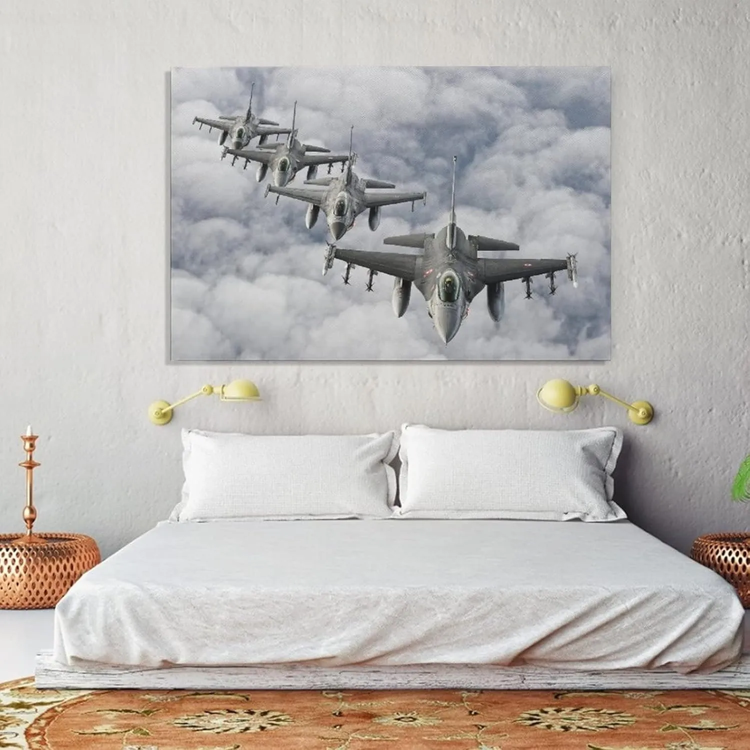Plane General Dynamics F-16 Fighting Falcon Light Combat Aircraft 03 Room Aesthetics Posters Canvas Posters Bedroom Decoration Sports Office Decoration Gifts Wall Art Decoration Printing Posters 24x36