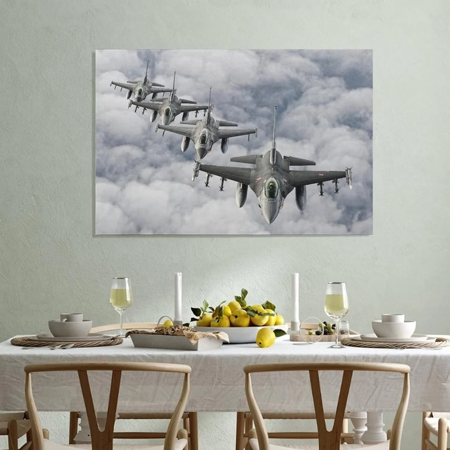 Plane General Dynamics F-16 Fighting Falcon Light Combat Aircraft 03 Room Aesthetics Posters Canvas Posters Bedroom Decoration Sports Office Decoration Gifts Wall Art Decoration Printing Posters 24x36