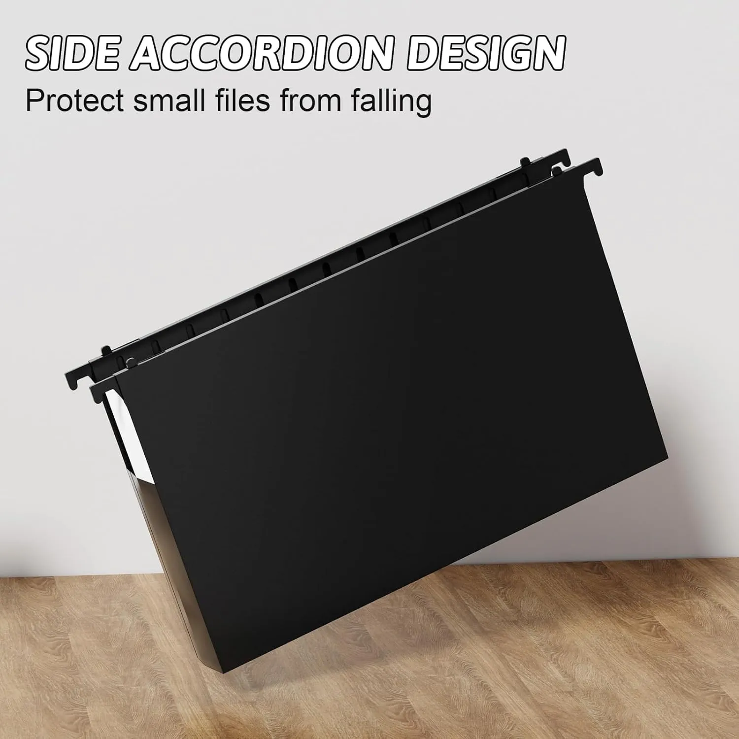 Plastic Extra Capacity Legal Size Hanging File Folders,12 Pack Reinforced Black Legal Hanging Folder Expandable,Heavy Duty 2 Inch Expansion,Adjustable Tabs, File Cabinet Folders for Bulky Files