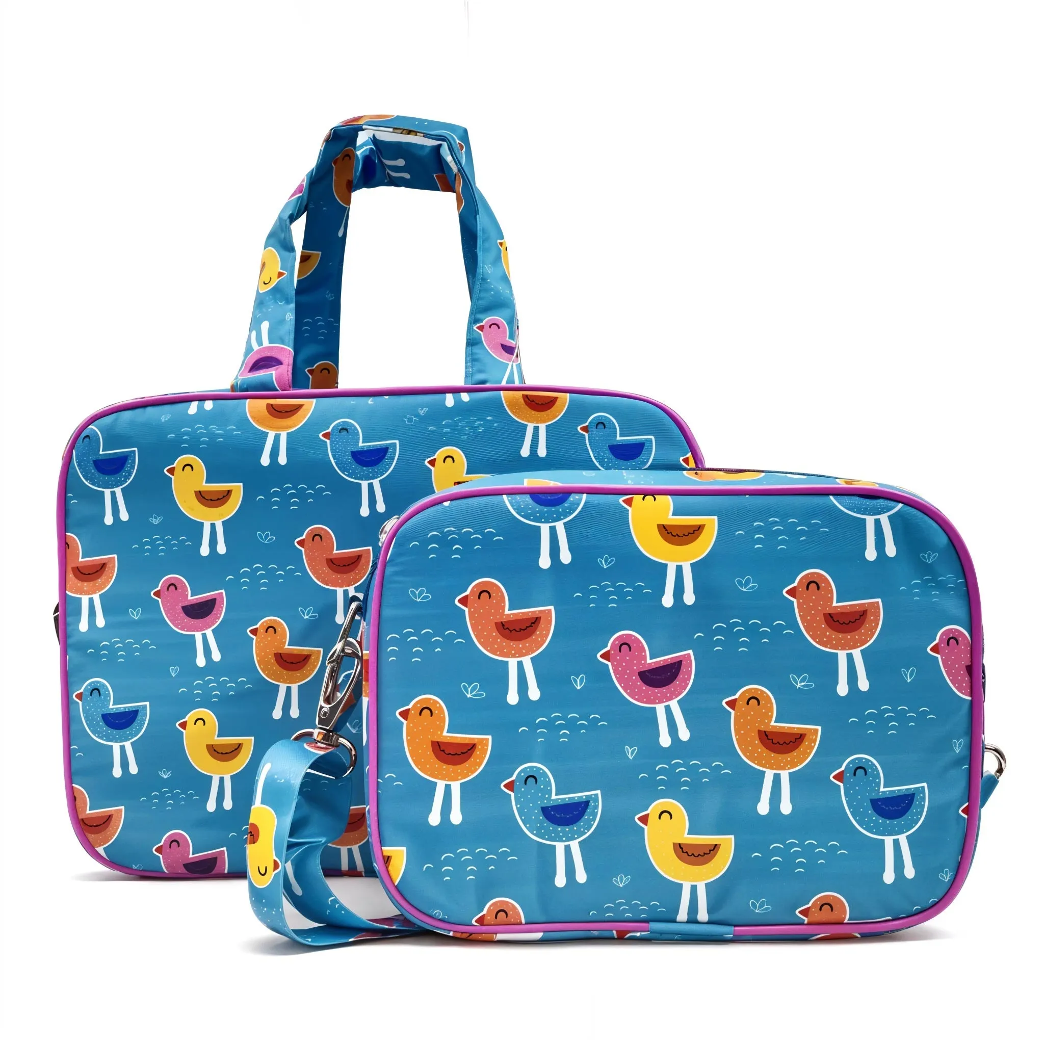 PLAYFUL BIRDS PRINT TRAVEL BAG