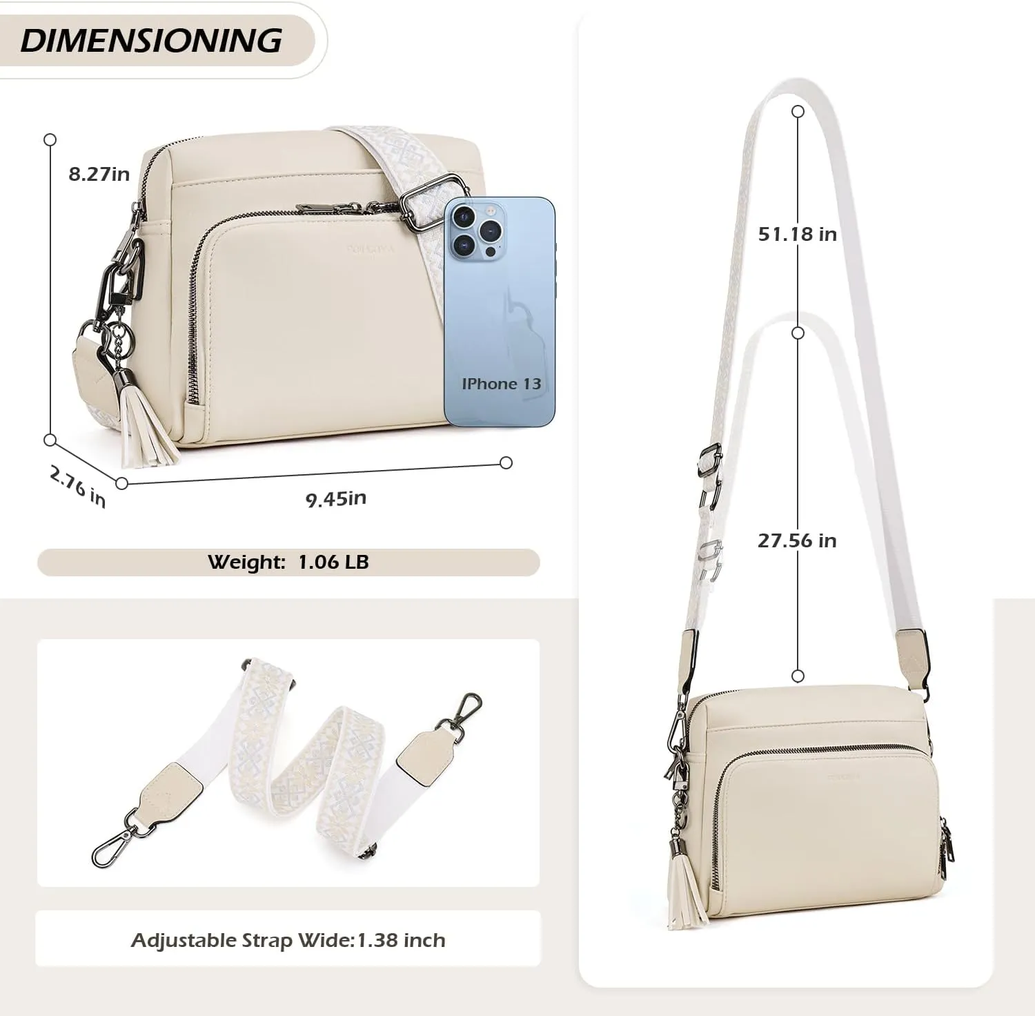 POIUGOYA Crossbody Purses for Women Trendy,Vegan Leather Medium Crossbody Bag,Women's Crossbody Travel Purse Built in Wallet