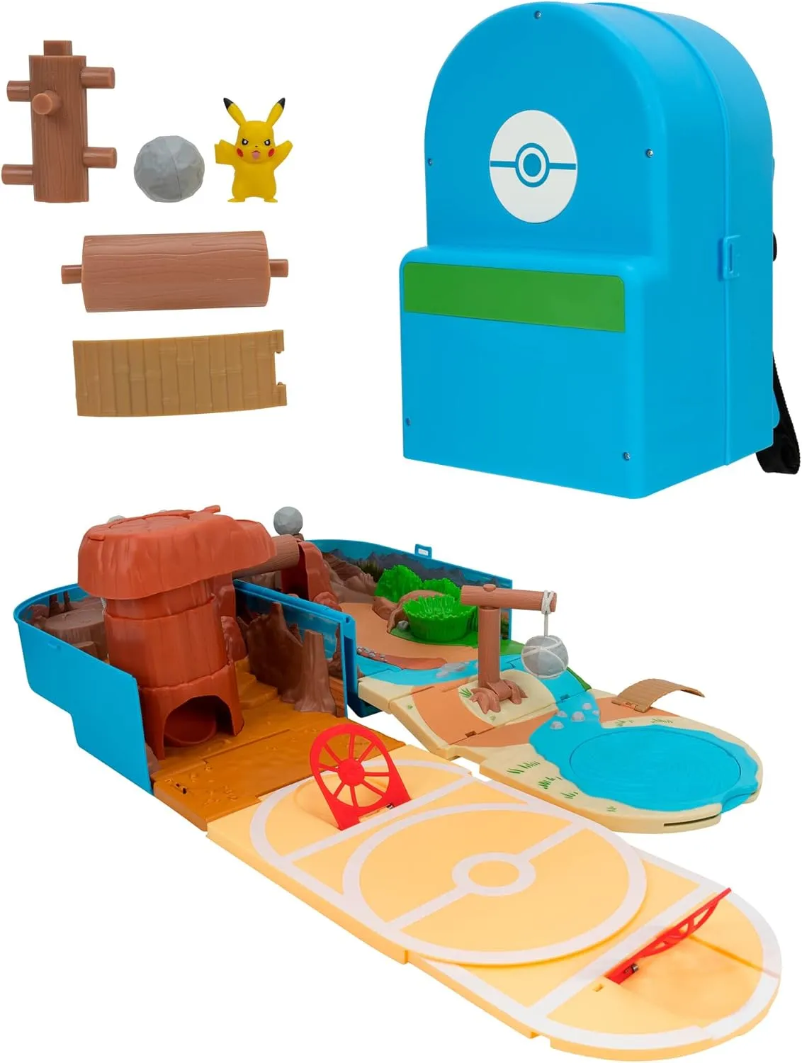 Pokémon Carry CASE Battle Desert PLAYSET - Portable Transforming Playset with Action Features and 2-inch Pikachu Battle Figure
