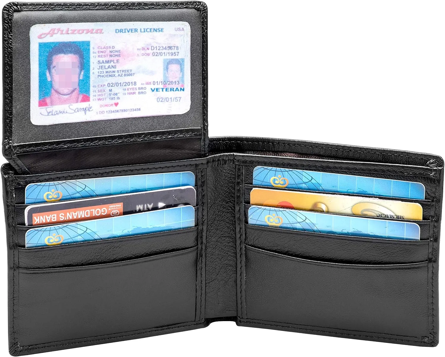 POKOFO RFID Blocking Genuine Leather Bifold Wallet for Men with Zipper and 2 ID Windows