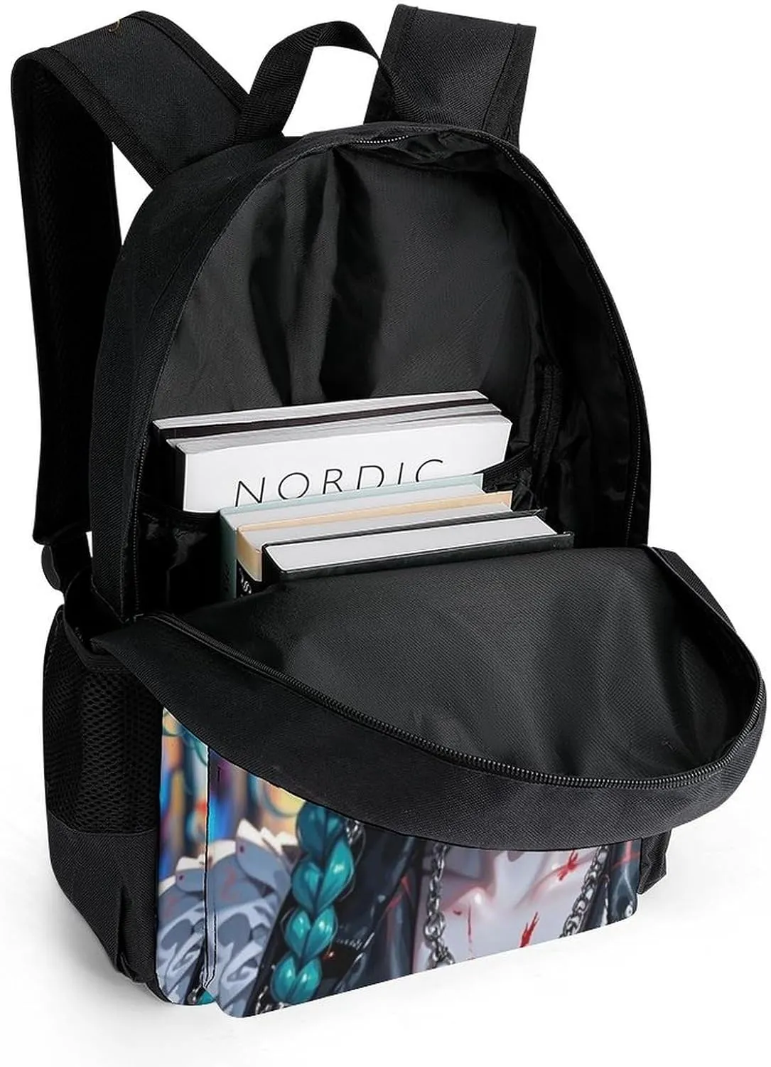 Polyester Daypack for Hiking Work Running - Big Capacity Anti-Theft Multipurpose Shoulder Bag, Beautiful Gothic Woman Neon Art Travel and Sport Backpack Rucksack