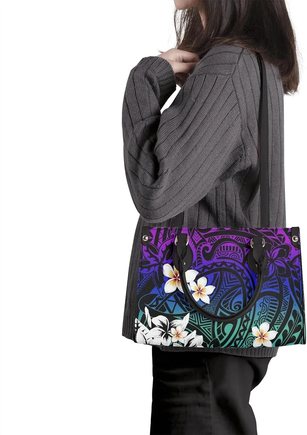Polynesian Custom Handbag, A Two-Piece Set Of Women'S Single-Shoulder Bag And Wallet Samoan Tribal Pattern Design