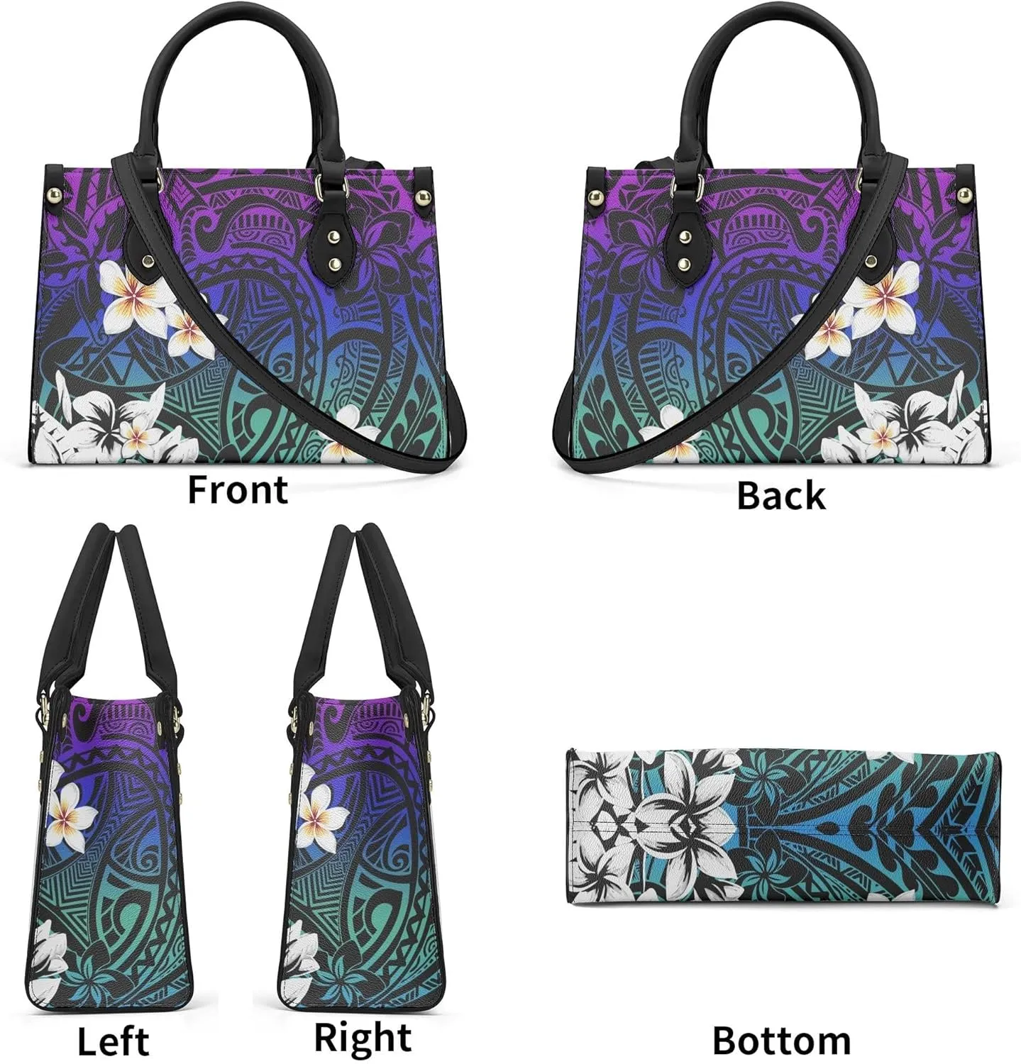 Polynesian Custom Handbag, A Two-Piece Set Of Women'S Single-Shoulder Bag And Wallet Samoan Tribal Pattern Design