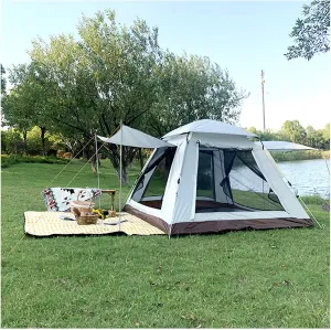 Popup Tent Waterproof 4 People Sun Protection Family Tent Practical and Lightweight Waterproof Tents for Camping Ideal for Camping in The Garden