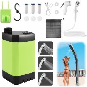 Portable Camping Shower,6000mAh Upgraded Rechargeable Outdoor Camp Shower Pump with Intelligent Digital Display,Camping Shower & Nozzle for Traveling(2 Mode)