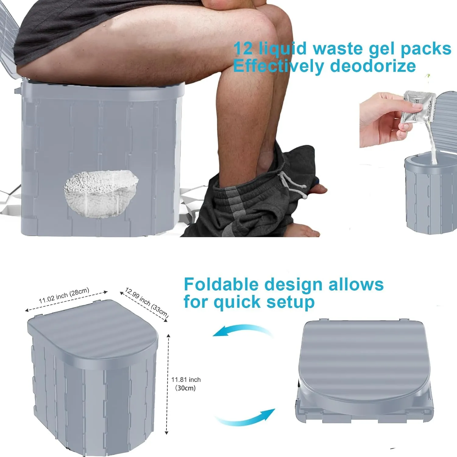 Portable Camping Toilet with Pop-Up Privacy Tent,Outdoor Portable Folding Toilet Potty for Adults,Outdoor Camping Shower Tents Changing Room Emergency Toilet Tent Kit with Carry Bag
