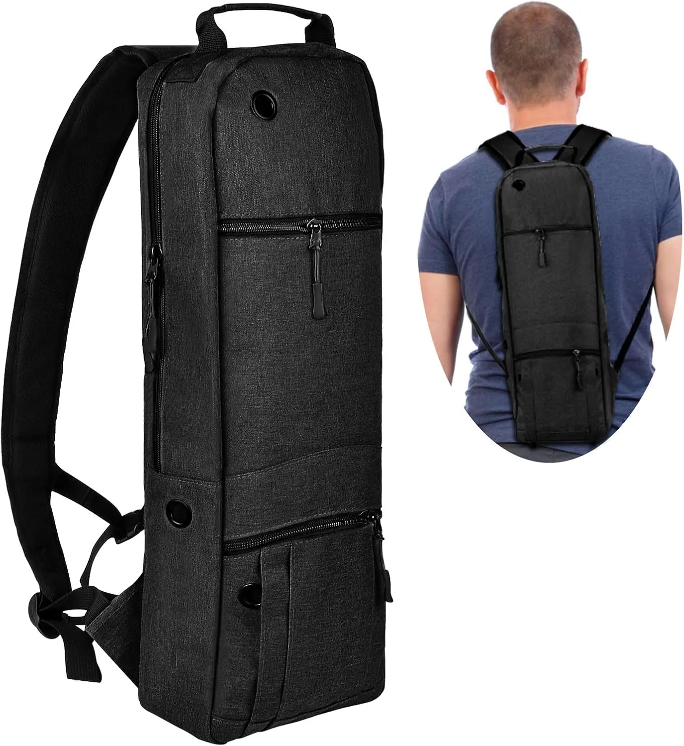 Portable Oxygen Tank Backpack Holder for Size D (M-15), Comfortable Medical Oxygen Cylinder Backpack Bag with Durable Straps, Size JD (M-22) Oxygen Bag for Travel - Easy to Carry (Black)