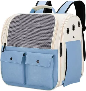 Portable Pet Carrier Backpack for Cats, Dogs and Small Animals Up to 25lbs l Ventilated Mesh Design l Airline-Approved l Ideal for Travel, Hiking, Camping (Blue)