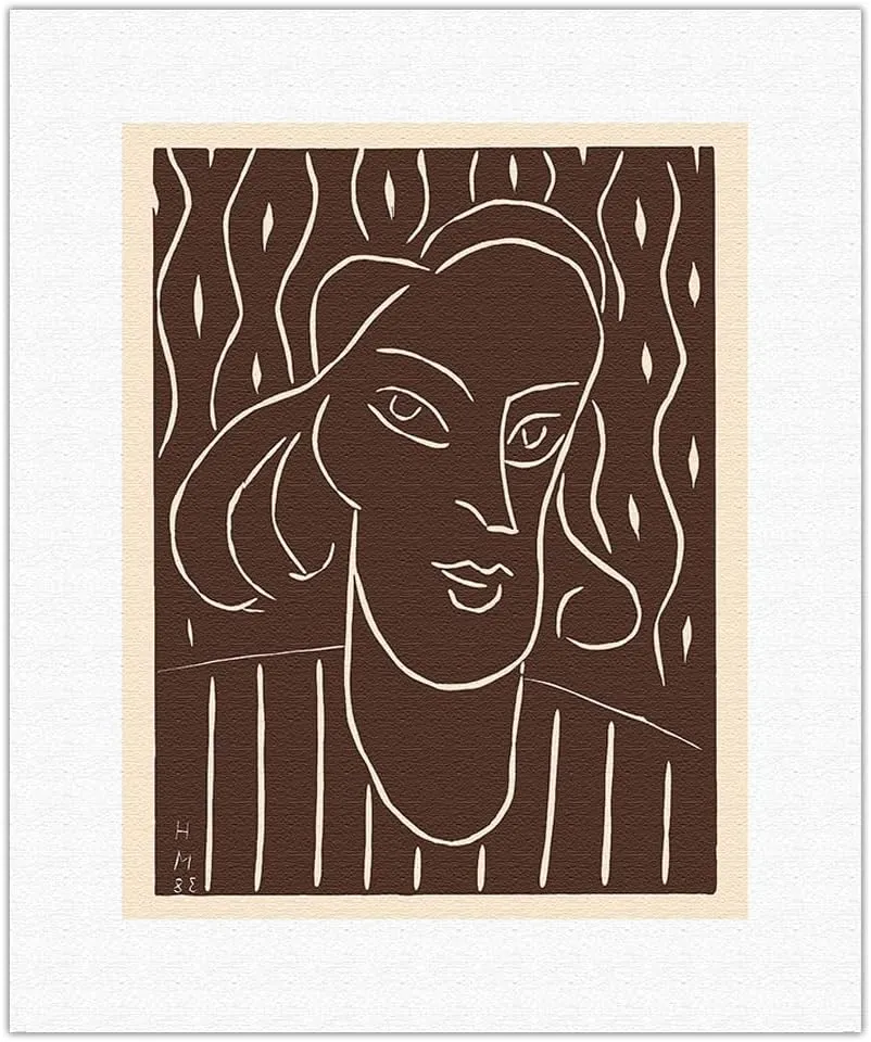 Portrait of a Woman - Alexina “Teeny” Duchamp - Vintage Woodcut Print by Henri Matisse c.1938 - Fine Art Rolled Canvas Print 11in x 14in