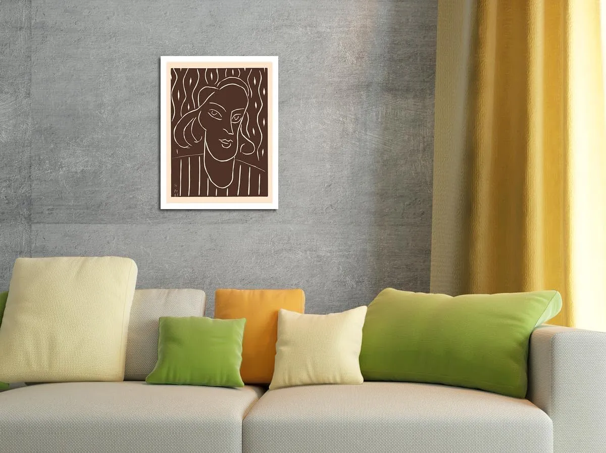 Portrait of a Woman - Alexina “Teeny” Duchamp - Vintage Woodcut Print by Henri Matisse c.1938 - Fine Art Rolled Canvas Print 11in x 14in