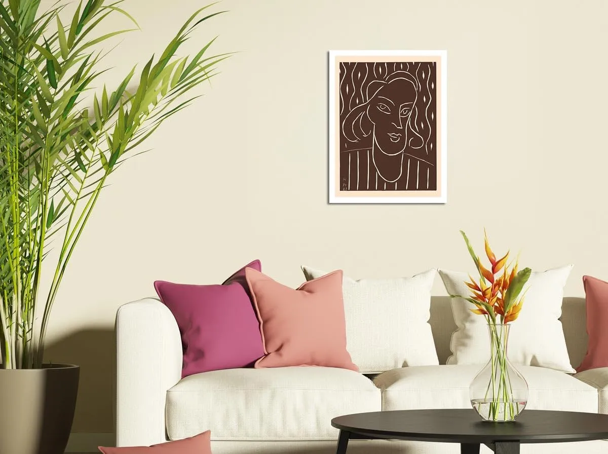 Portrait of a Woman - Alexina “Teeny” Duchamp - Vintage Woodcut Print by Henri Matisse c.1938 - Fine Art Rolled Canvas Print 11in x 14in