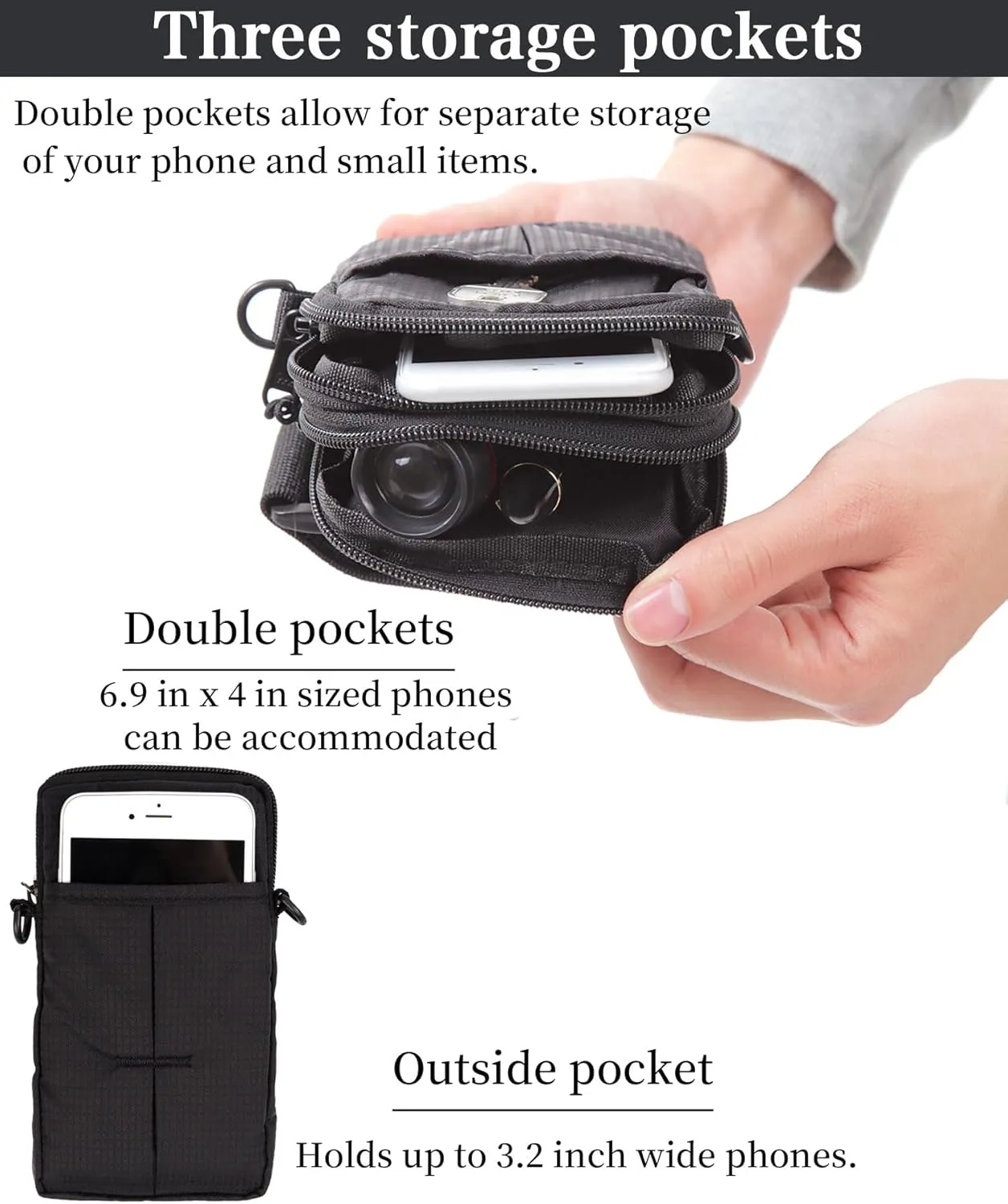 Pouch for Backpack, Backpack Strap Pouch, Molle Phone Holder, Backpack Accessories, Cell Phone Holder, Small Crossbody Shoulder Holsters Bag (Khaki)