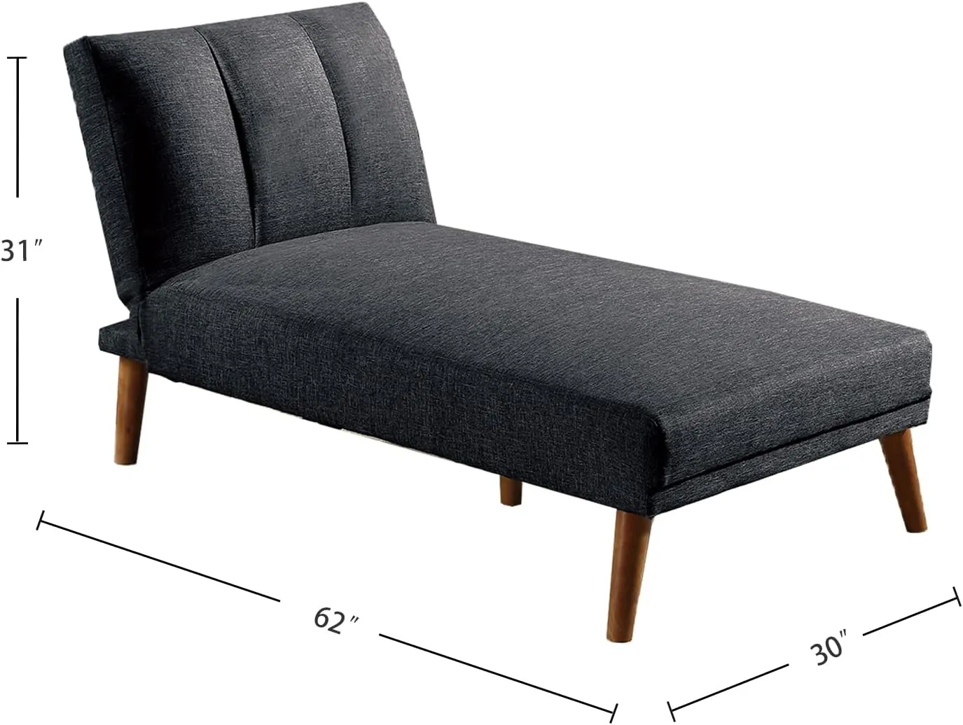 Poundex Polyfiber Fabric Adjustable Chaise, Black