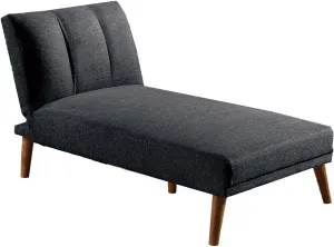 Poundex Polyfiber Fabric Adjustable Chaise, Black