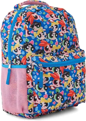 Powerpuff Girls Classic Allover Backpack - Mojo Jojo, Blossom, Bubbles and Buttercup - Officially Licensed Powerpuff Girls School Bookbag (Pink)