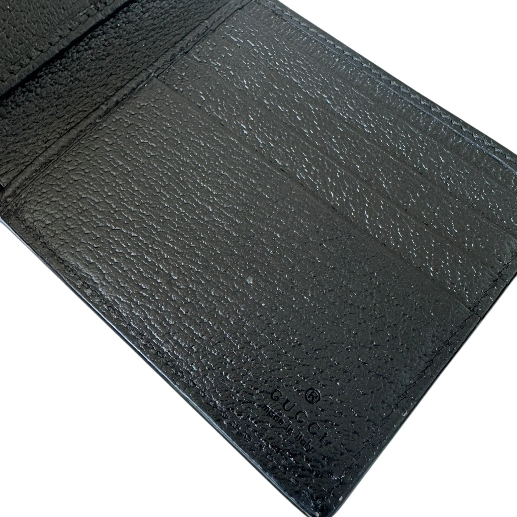 PRE-OWNED Black Grained Leather GG Marmont Short Wallet